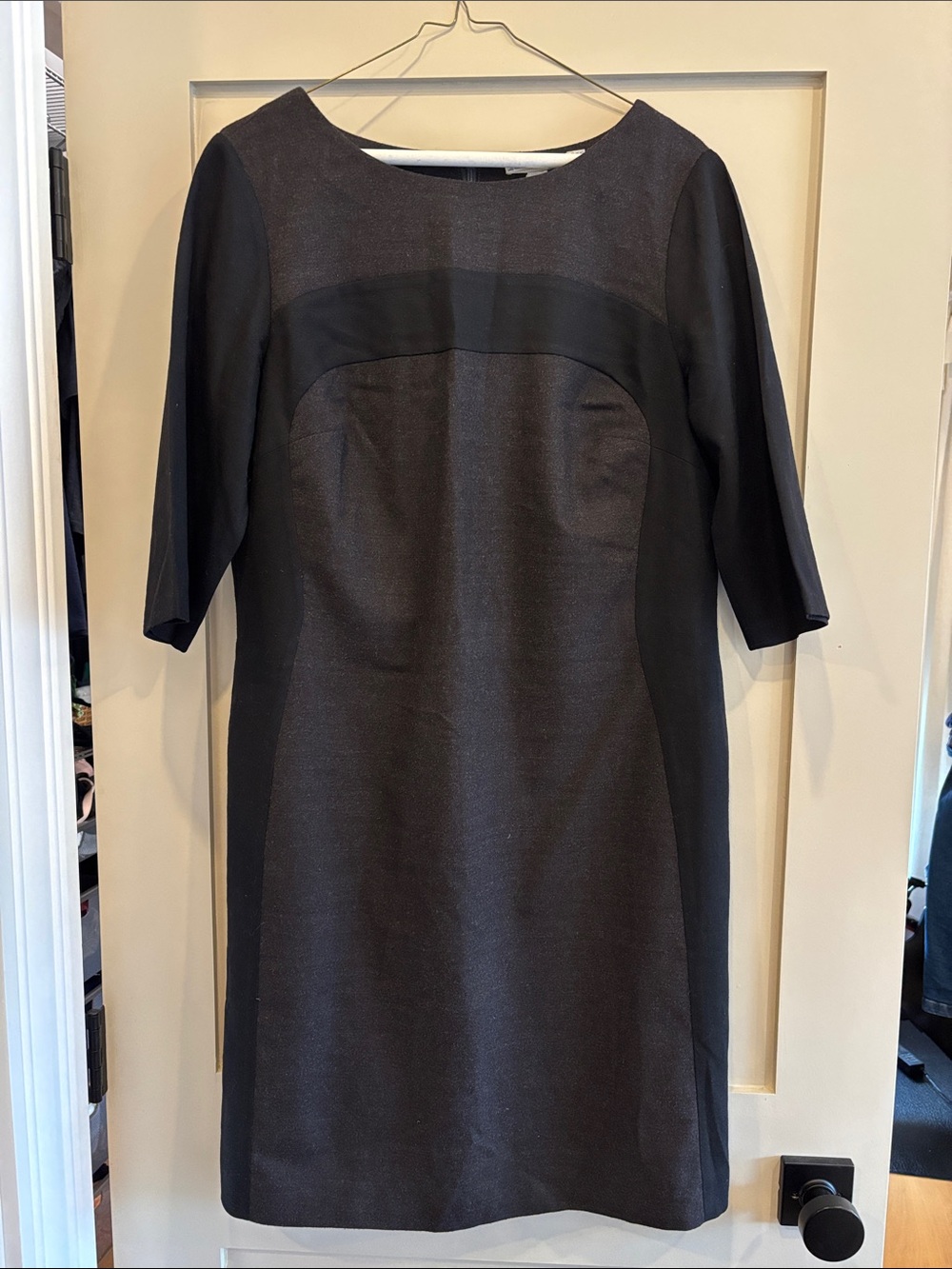 Boden | Black Wool Blend Midi Sheath Dress | US 12L